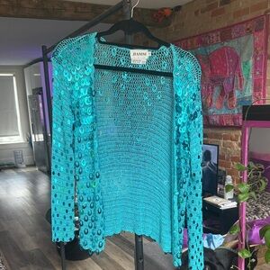 Teal Sequin Cardigan